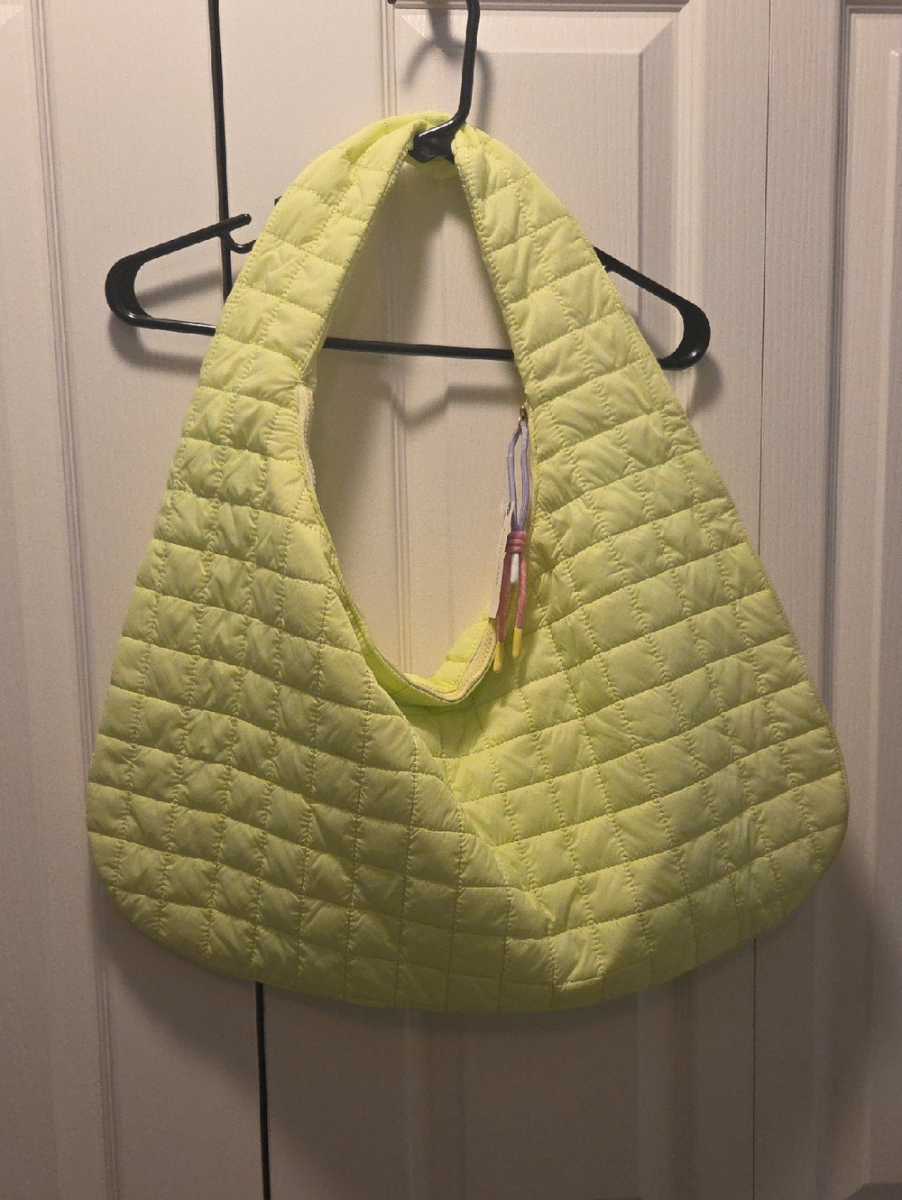 Anthropologie Quilted Neon Yellow Hobo Bag - Lightweight Women’s Shoulder Tote